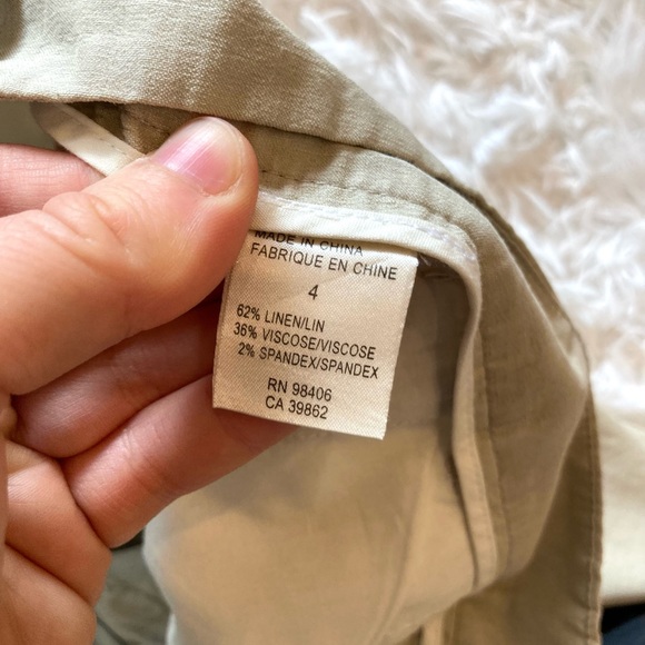 Theory Beige Cream Linen Wide Leg Pants - Picture 4 of 5